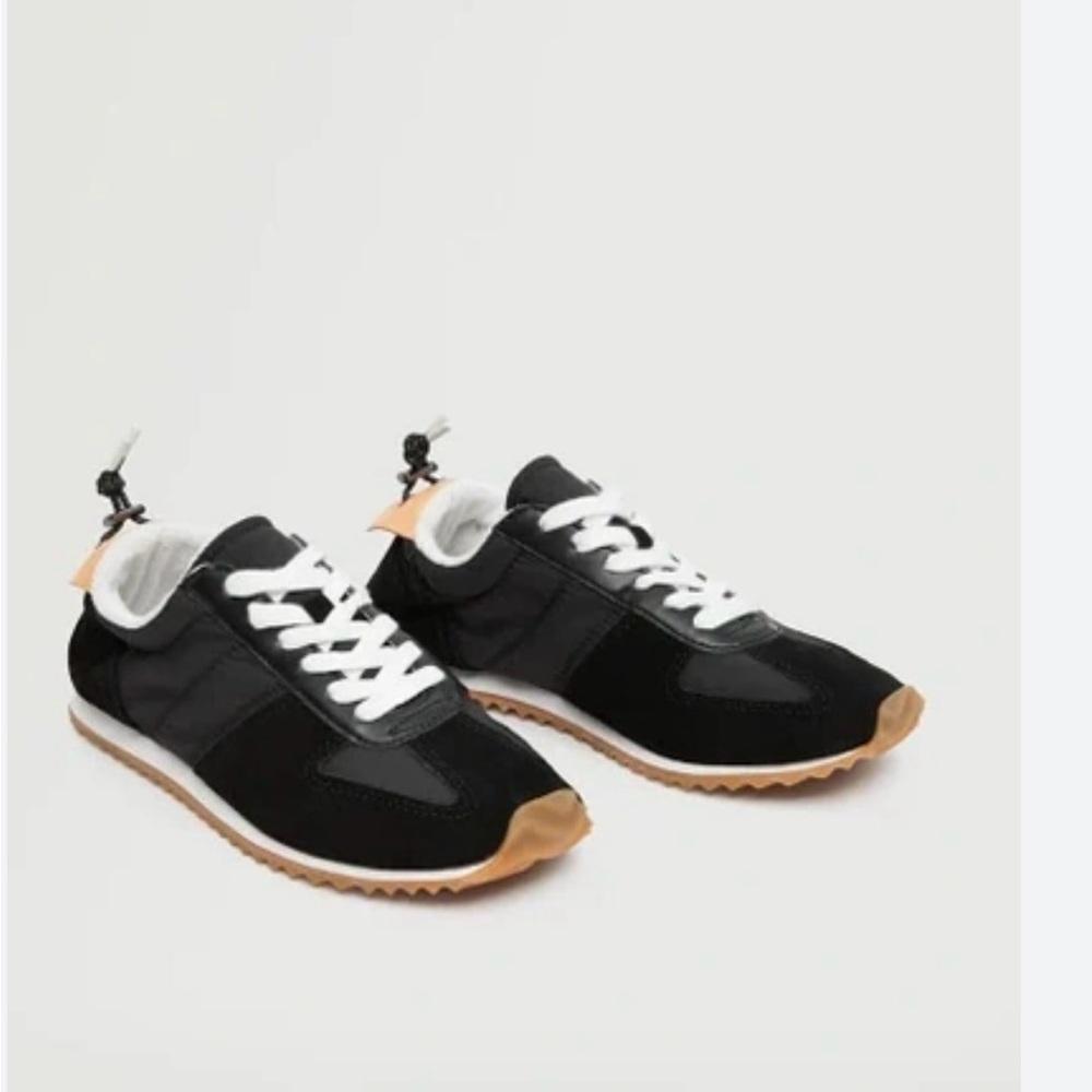 Mango Leather Mixed Sneakers